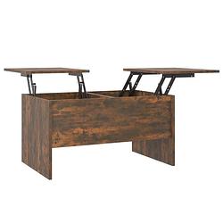 Foto van The living store salontafel - modern - bewerkt hout - 80 x 50 x 42.5 cm - gerookt eiken