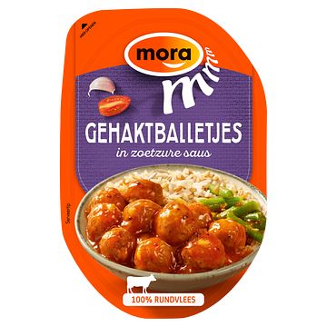 Foto van Mora gehaktballetjes in zoetzure saus 160g bij jumbo