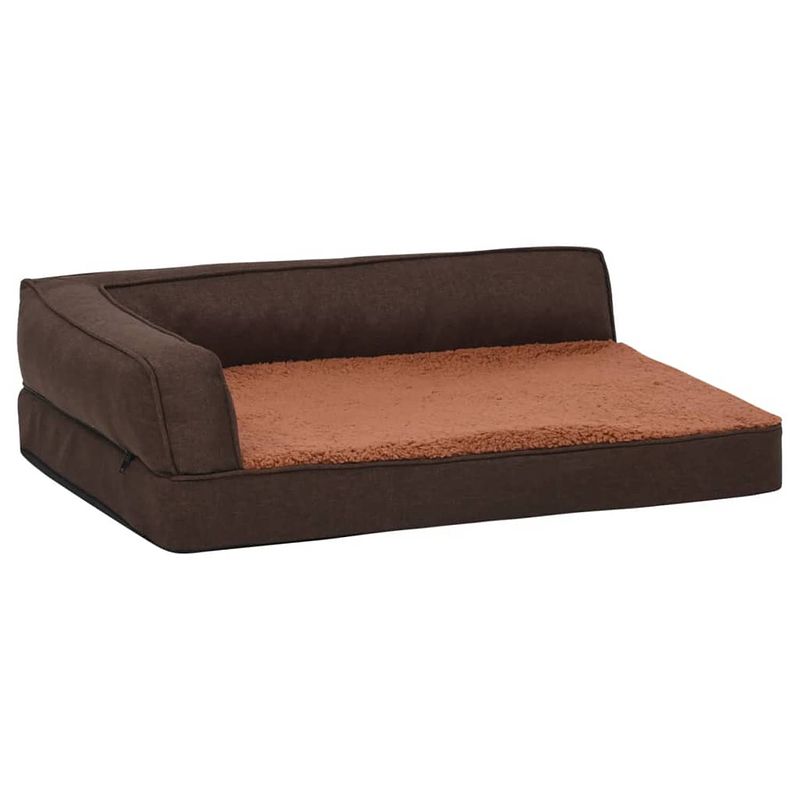 Foto van Vidaxl hondenbed ergonomisch linnen-look 90x64 cm fleece bruin