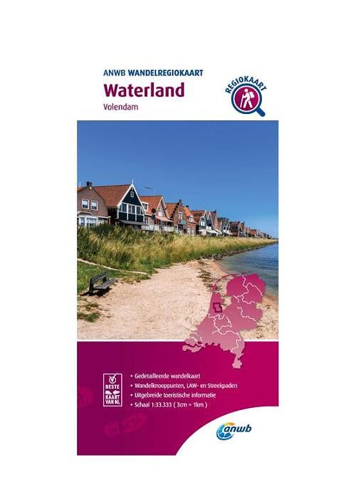 Foto van Wandelregiokaart waterland 1:33.333 - anwb - paperback (9789018046545)