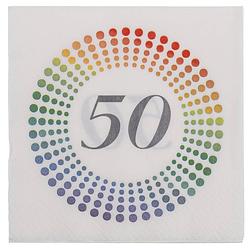 Foto van 40x leeftijd 50 jaar witte confetti servetten 33 x 33 cm - feestservetten