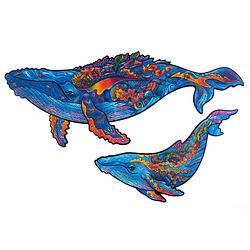 Foto van Unidragon houten puzzel dier - melkachtige walvissen - 268 stukjes - king size 43x27 cm