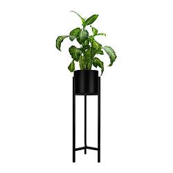 Foto van Quvio plantenstandaard inclusief pot - 22 x 22 x 75 cm - metaal - zwart - m