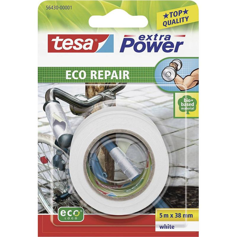 Foto van Tesa eco repair 56430-00001-00 textieltape tesa extra power wit (l x b) 5 m x 38 mm 1 stuk(s)