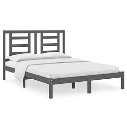 Foto van The living store bedframe - grijs - 205.5 x 155.5 x 31 cm - massief grenenhout