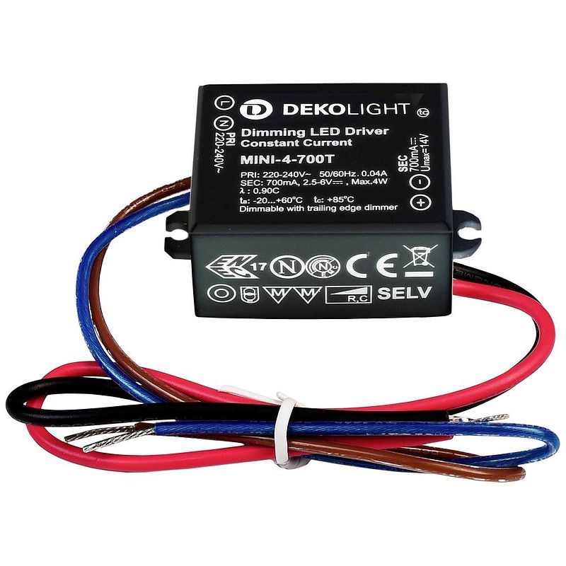 Foto van Deko light mini, dim, cc led-driver constante stroomsterkte 4 w 0.70 a 2.5 - 6 v/dc