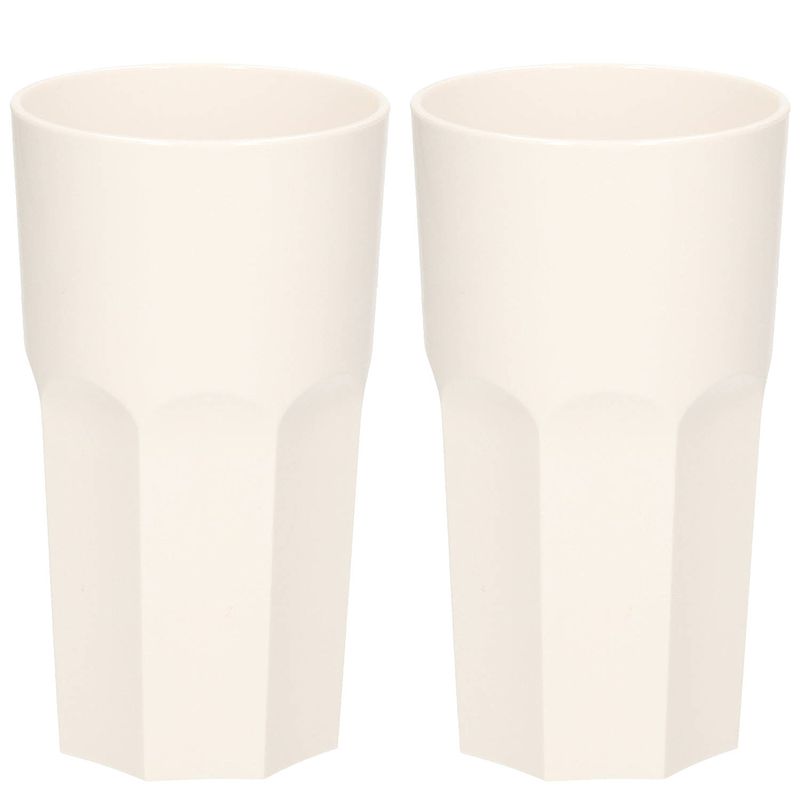 Foto van 2x stuks onbreekbaar retro glas wit kunststof 33 cl/330 ml - longdrinkglazen