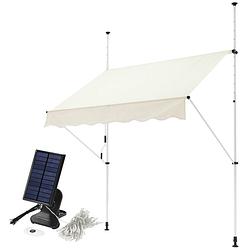 Foto van Ml-design klemluifel beige, 150x120 cm, met led solar lichtketting 7m