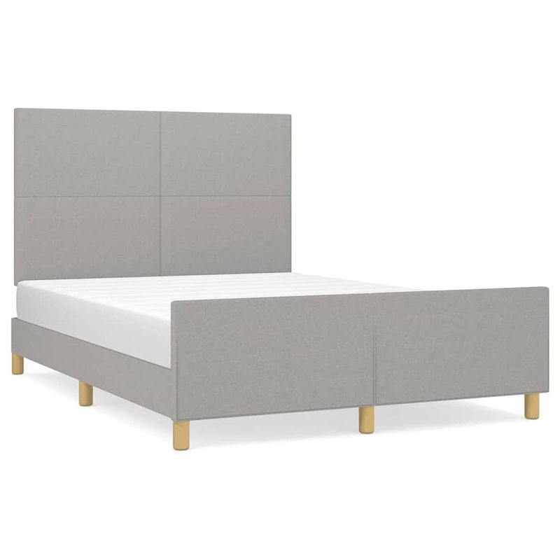 Foto van The living store bedframe serene - bedframes - 203x146x118/128 cm - lichtgrijs