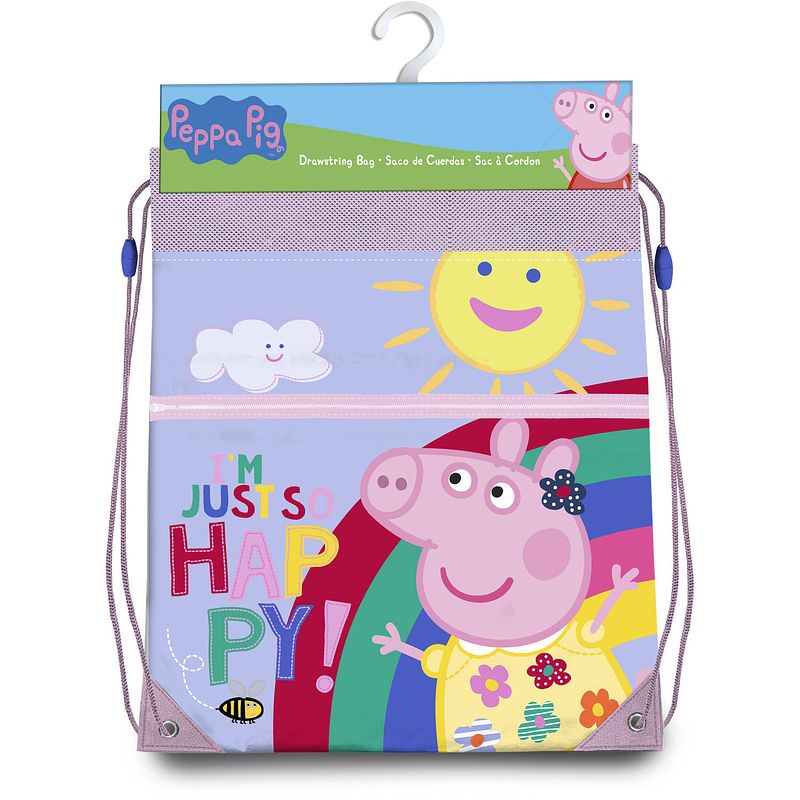 Foto van Peppa pig gymtas/rugzak/rugtas voor kinderen - lila - polyester - 42 x 30 cm - gymtasje - zwemtasje