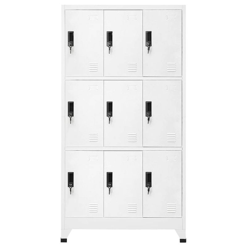 Foto van The living store lockerkast - staal - 90x45x180 cm - 9 afsluitbare deuren