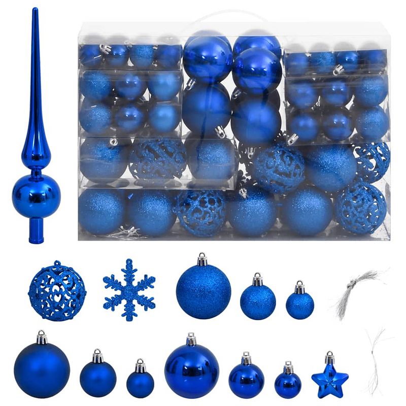 Foto van Vidaxl 111-delige kerstballenset polystyreen blauw