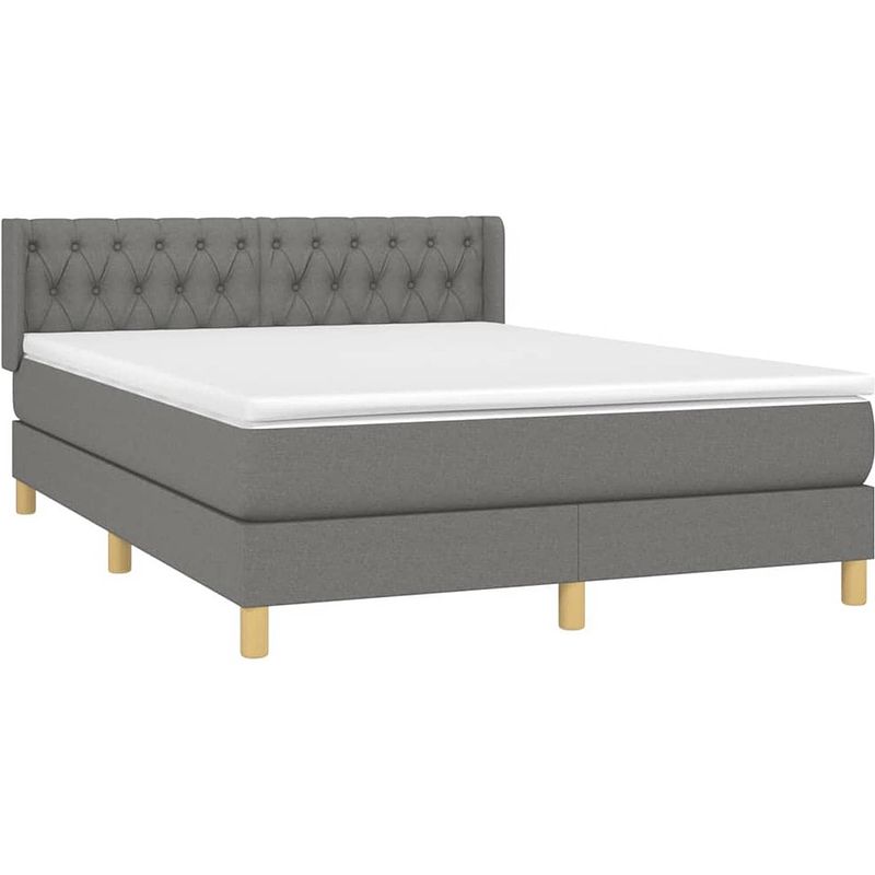 Foto van The living store boxspringbed - donkergrijs - 203x147x78/88 cm - pocketvering matras