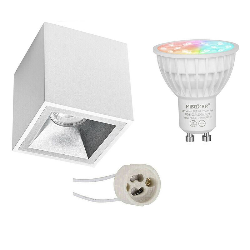 Foto van Mi-light miboxer - opbouwspot set gu10 - smart led - wifi led - slimme led - 4w - rgb+cct - aanpasbare kleur - dimbaar -