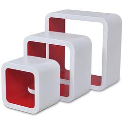 Foto van Vidaxl wandplanken kubus 6 st wit en rood