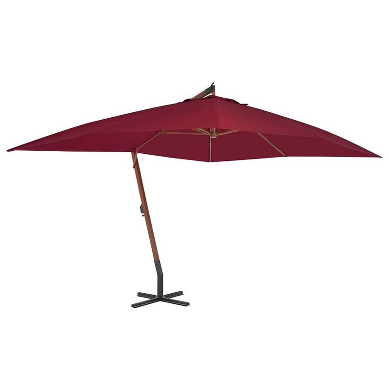 Foto van Vidaxl zweefparasol met houten paal 400x300 cm bordeauxrood