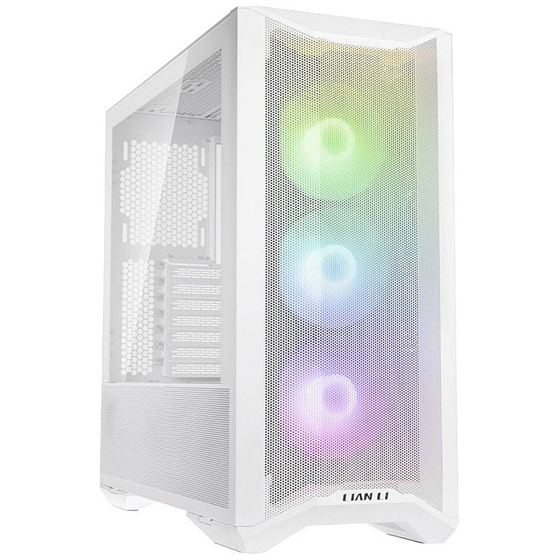 Foto van Lian li lancool ii mesh c rgb snow edition midi-tower pc-behuizing, gaming-behuizing wit 3 voorgeïnstalleerde led-ventilators, zijvenster, stoffilter