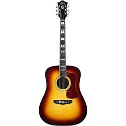 Foto van Guild usa d-55 antique sunburst akoestische westerngitaar met premium gitaarkoffer