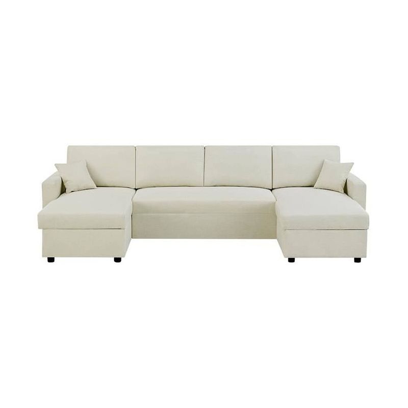 Foto van Owens omkeerbare hoekbank - 2 opbergruimen - 2 kussens - beige - 300 x 148 x 83 cm