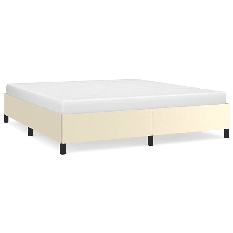 Foto van The living store bedframe - kunstleer - multiplex - crème - 203 x 183 x 35 cm