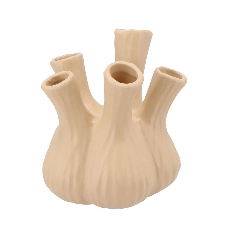 Foto van Dk design vaas aglio - tulpenvaas - mat beige - d17 x h20 cm - vazen