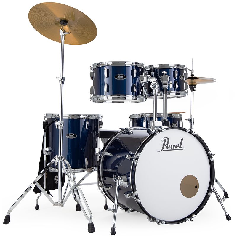 Foto van Pearl rs505c/c743 roadshow royal blue metallic drumstel inclusief bekkens