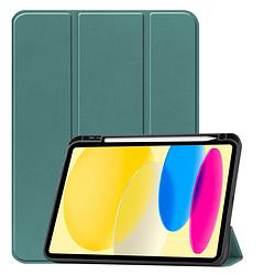 Foto van Basey ipad 10 hoes case hoesje hard cover - ipad 10 2022 hoesje bookcase uitsparing apple pencil - donker groen