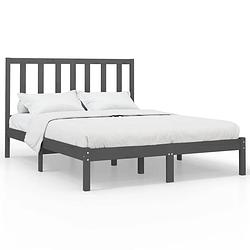 Foto van The living store houten bedframe - grenenhout - 205.5 x 126 x 100 cm - grijs