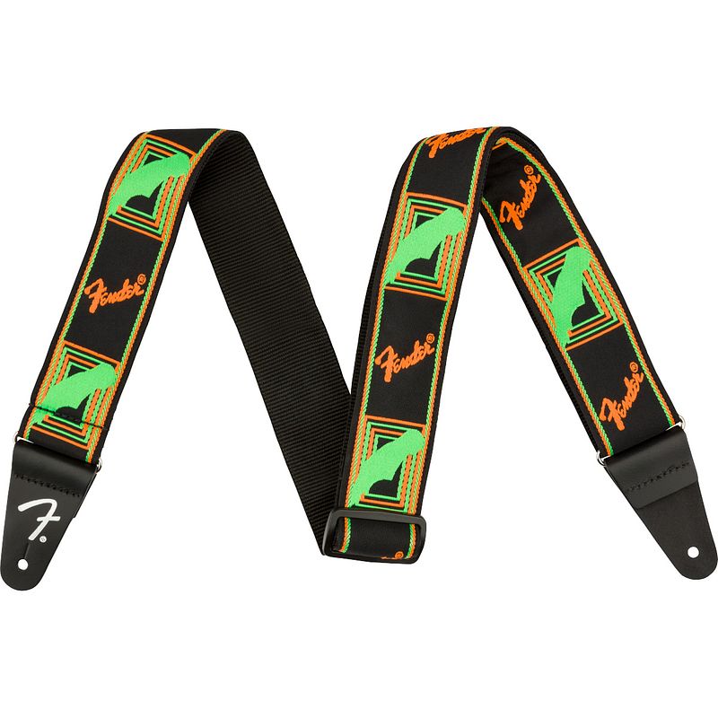 Foto van Fender neon monogrammed strap gitaarband groen/oranje