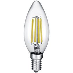 Foto van Led lamp - kaarslamp - filament - trion kurza - 4w - e14 fitting - warm wit 2700k - dimbaar - transparent helder - glas