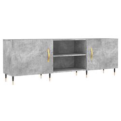 Foto van The living store tv-meubel - betongrijs - 150 x 30 x 50 cm - bewerkt hout en ijzer