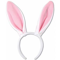 Foto van Bunny oren wit met roze voor volwassenen - verkleedhoofddeksels