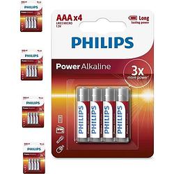 Foto van 20 stuks (5 blisters a 4st) - aaa r3 philips power alkaline