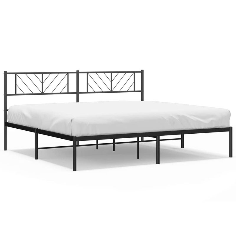 Foto van Vidaxl bedframe met hoofdbord metaal zwart 180x200 cm