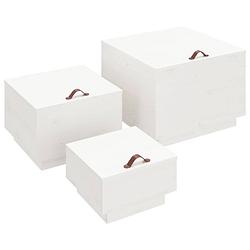 Foto van Vidaxl opbergboxen met deksels 3 st massief grenenhout wit