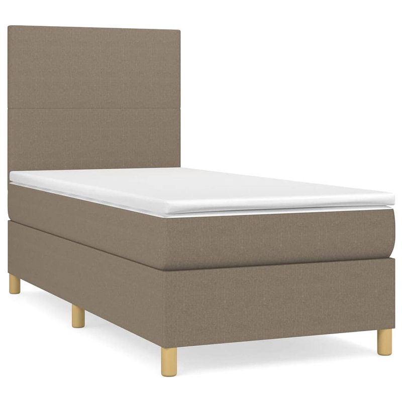 Foto van The living store boxspringbed - pocketvering - 90 x 190 cm - taupe - duurzaam - verstelbaar hoofdbord - middelharde