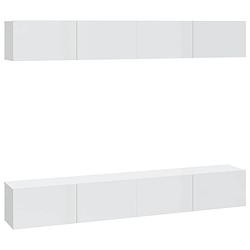 Foto van Vidaxl tv-wandmeubels 4 st 100x30x30 cm hoogglans wit