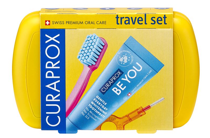 Foto van Curaprox travel set geel