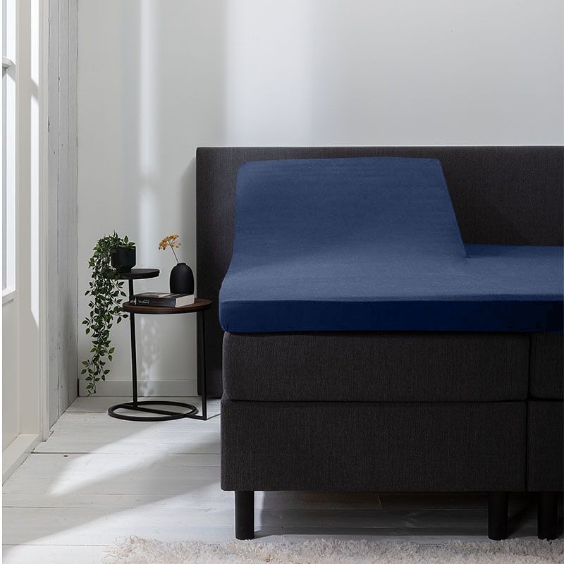 Foto van Luna bedding 2-pack: luna splittopper hoeslaken jersey kleur: navy, 140 x 200 cm