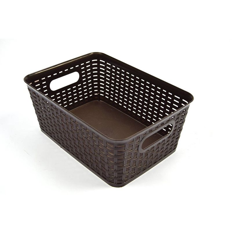 Foto van Opbergmand mand rattan 36x26x15cm bruin