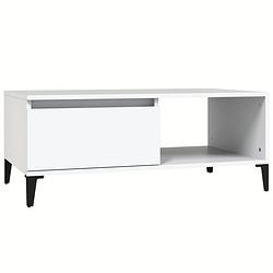 Foto van The living store salontafel industriële stijl - 90 x 50 x 36.5 cm - wit