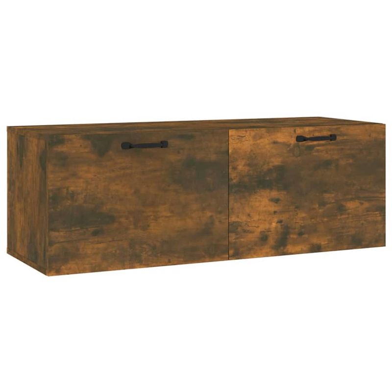 Foto van The living store wandkast - smoked oak - 100 x 36.5 x 35 cm - hoge kwaliteit - 2 lades