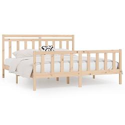 Foto van The living store houten bedframe - massief grenenhout - multiplex lattenbodem - comfortabel hoofdeinde - 205.5 x 206 x