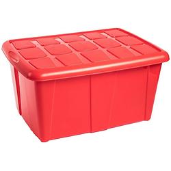 Foto van Plasticforte opslagbox met deksel - rood - 60l - kunststof - 63 x 46 x 32 cm - opbergbox