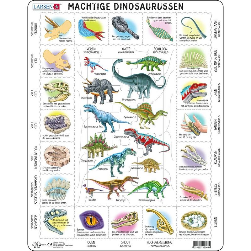 Foto van Larsen legpuzzel maxi dino kenmerken 35 stukjes