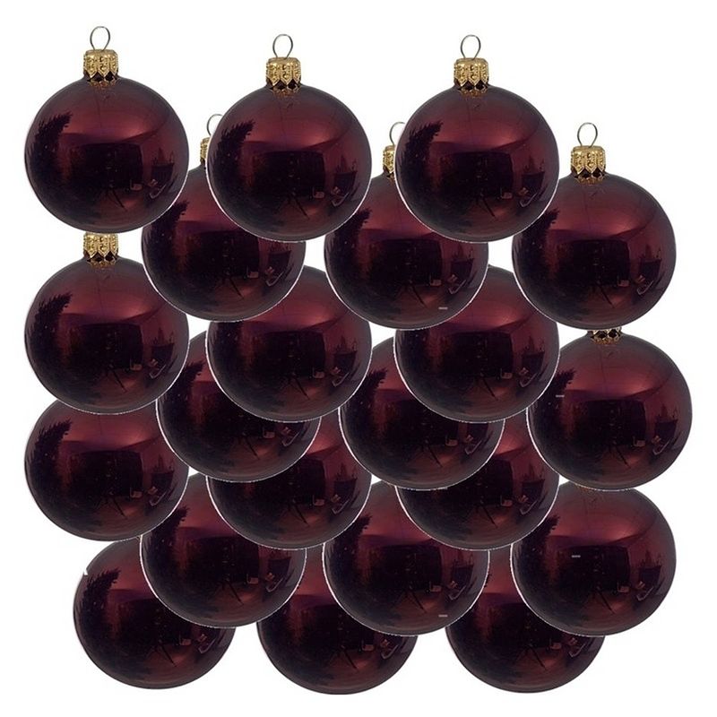 Foto van 18x glazen kerstballen glans donkerrood 6 cm kerstboom versiering/decoratie - kerstbal