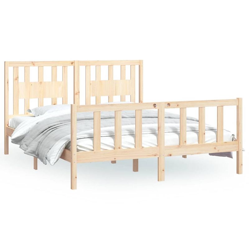 Foto van The living store bedframe grenenhout - king size - 205.5 x 155.5 x 69.5 cm - natuurlijk materiaal