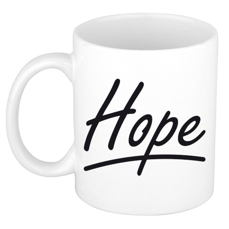 Foto van Naam cadeau mok / beker hope met sierlijke letters 300 ml - naam mokken