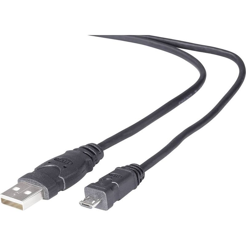 Foto van Belkin usb-kabel usb 2.0 usb-a stekker, usb-micro-b stekker 1.80 m zwart vergulde steekcontacten, ul gecertificeerd f3u151cp1.8m-p