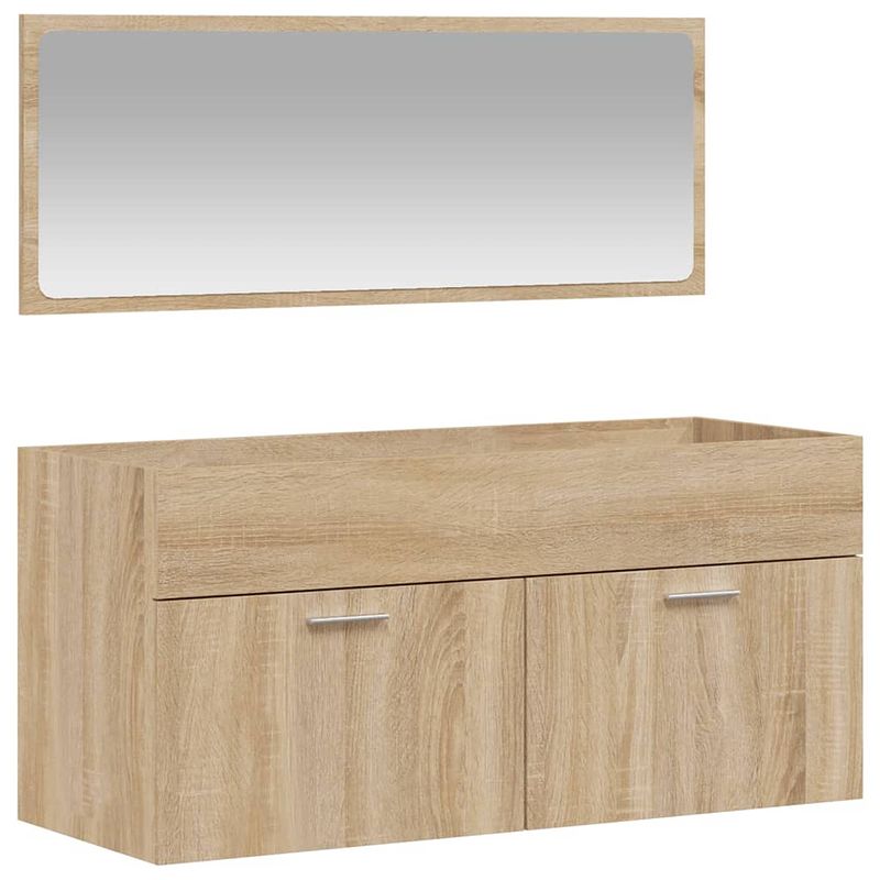 Foto van The living store badkaast sonoma eiken - 100x38.5x46 cm - wandgemonteerd - duurzaam materiaal